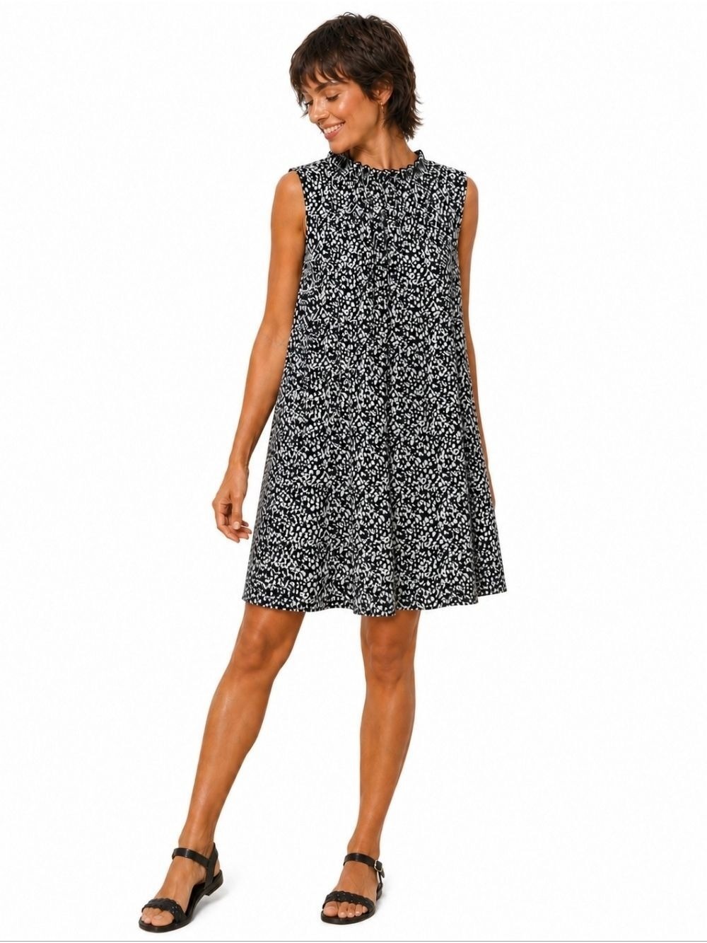 NORDSTROM HALOGEN BLACK WHITE SWING DRESS SIZE XS